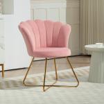 Stoppad Accentstol med Lotus-design Ryggstöd och Metallben, Rosa