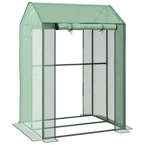 Växthus för Odling med Upprullningsbar Dörr och Väderbeständig Yta Hållbar och Stabil Grön Plast och Metall 100 x 80 x 150 cm