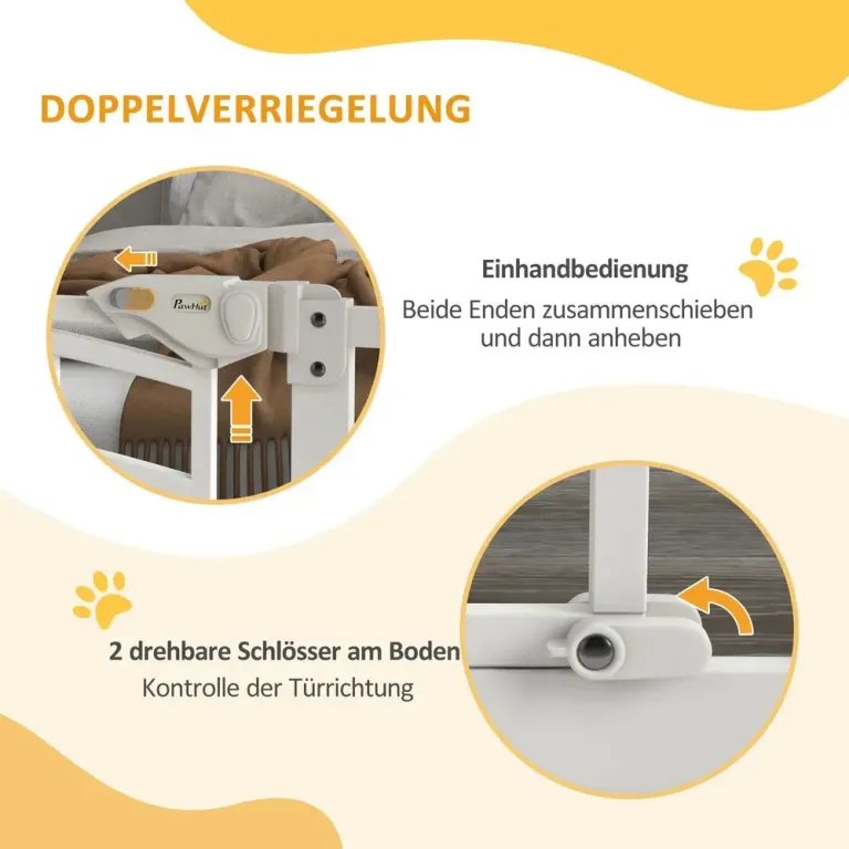 Dörrgrind Trappgrind Vit av Metall för Hundar 74-100 cm