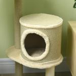Skrapstolpe Kattträd Beige av Sisal och Plysch för 1-2 Katter med 2 Liggplatser och Korg Lekboll Klättertorn 124 cm