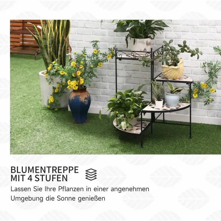 Blomtrappa i Metall 4 Våningar Dekorativ 64 cm