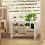 Skobänk i Bambu med 2 Hyllplan och Sittplats för Hall och Entré Hållbar och Stabil Vit Bambu för Förvaring och Ordning 70 x 28 x 45 cm