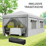 Lusthus Paviljong Pop-Up Partytält Ljusgrå av Polyester och Metall för Trädgård och Camping Vintertätt Tält med 6 Sidopaneler 3 x 6 m
