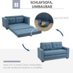 Bäddsoffa 2-Sits i Linnetyg, Kompakt Soffa som Bäddas ut till Säng, Praktisk Gästsäng för Vardagsrum, Blå, 147,5 x 75 x 85 cm