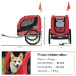 Hundsläp Cykelvagn Röd Svart Oxford Tyg för Hundar och Husdjur med Regnskydd 130 X 73 X 90 Cm