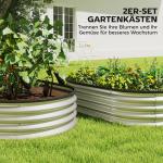 Odlingskrage Metall 2-pack Oval Silver Galvaniserat Stål för Trädgård Planteringslåda med Gummilist Robust och Väderbeständig 135x90x30 cm