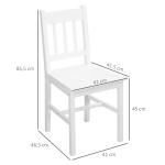 Set med 2 Köksstolar, Massivt Trä, Vit, 41 x 46,5 x 85,5 cm