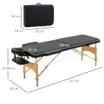 Hopfällbar Massagebänk Svart av Konstläder och Trä för Wellness och Terapi Bärbar med Nackstöd Höjdjusterbar Bekväm Design