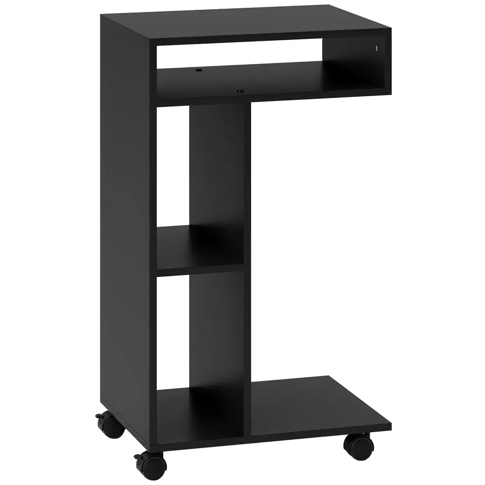 Sidobord C Format Svart Spånskiva och Metall 69 Cm