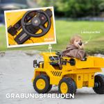 Elektrisk Barngrävmaskin, Caterpillar Dumper, med Fjärrkontroll, 3–6 År, Gul, 3–5 km/h