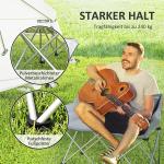 Campingstol Fiskestol 2-Sits Hopfällbar Grå av Tyg ve Metall för Strand ve Trädgård Vadderad Stol med Sidficka 240 kg