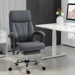 Kontorsstol Chefsstol Mörkgrå av Tyg och Metall för Kontor Ergonomisk Massagestol med Liggfunktion Höj och Sänkbar