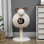 Klösträd i Get-Design, Rolig Klösmöbel med Koja och Sisal, Unik Lekplats för Kattungar, Krämvit, 80 cm