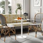 Runt Matbord för 2 Personer för Inomhus- och Utomhusbruk i Modern Design Hållbar och Stabil Vit Stål för Kök och Altan samt Terrass