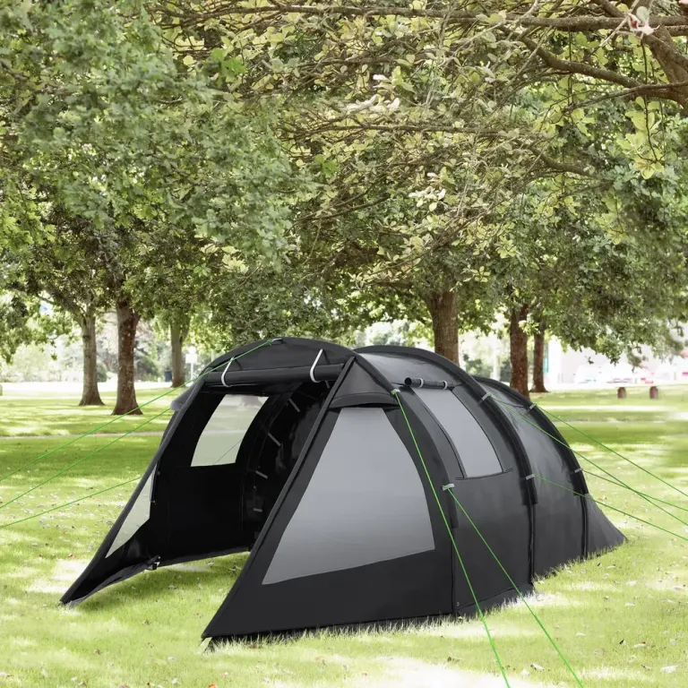 Tunneltält Campingtält Svart av Polyester för 4 Personer
