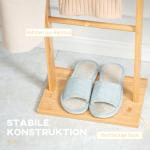 Klädhängare med 2 Krokar och 3 Stänger för Hall och Sovrum Hållbar och Ergonomisk Natur Bambu 36 x 24 x 168 cm