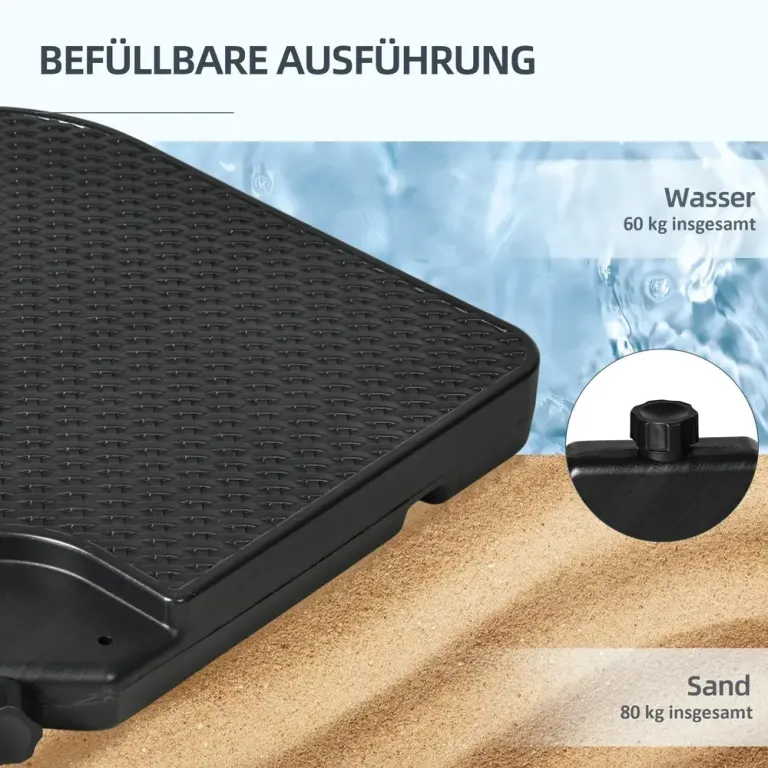 Parasollvikt Svart av Hdpe för Fribärande Uv-skydd