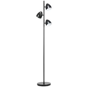 Golvlampa Stålampe i Industriell Stil Svart av Stål för Vardagsrum Lampa med 3 Justerbara Skärmar 38 x 28 x 169 cm