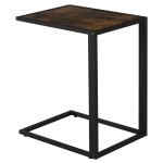 Sidobord i C-Form, Praktiskt Laptopbord för Soffa och Säng, Industriell Design med Träskiva och Metallram, Rustik Brun, 40,6 x 50,8 x 64,2 cm