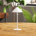 LED Bordslampa med USB-kabel, Touch Switch och Uppladdningsbar i Metall, Vit