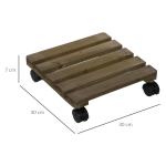 Växtvagn i Trä 2-Pack, Rullande Blomställ med Bromsar, Smidig Förflyttning av Tunga Krukor, Mörkbrun, 30 x 30 cm