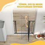 Hundgrind för Trappor och Dörröppningar med Tryckmontering och Justerbar Bredd Hållbar och Stabil Svart Metall och ABS 75–95 x 76 cm