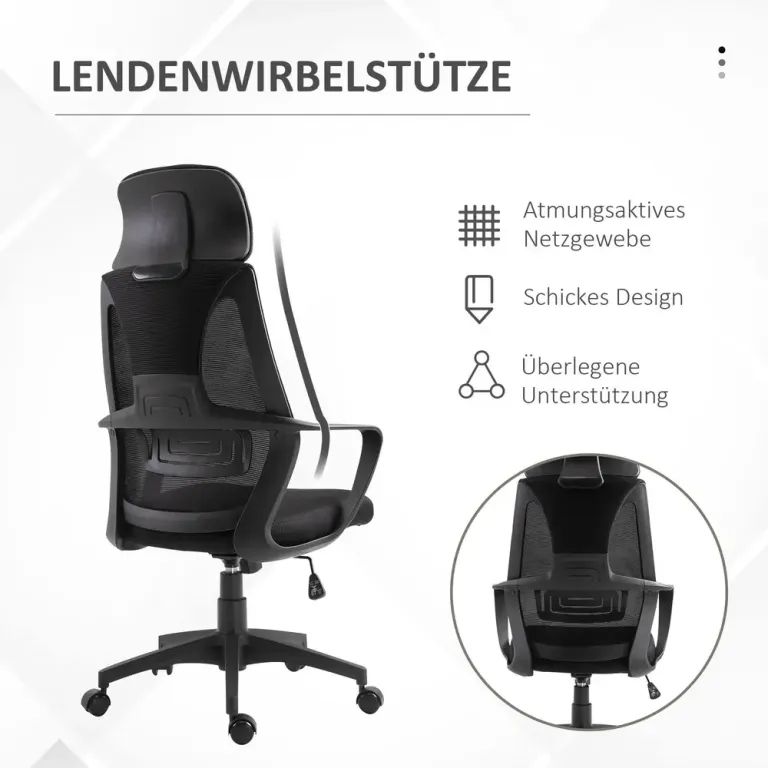 Kontorsstol med Gungfunktion Höjdjusterbar Nackstöd