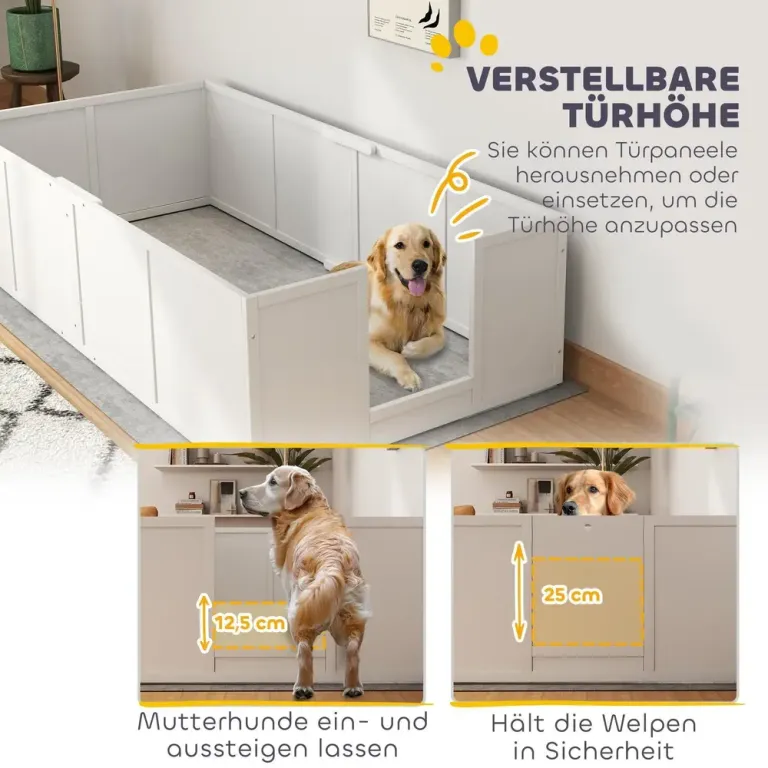 Valphage Valpstaket Vit av Gran och Metall 196 x 96 x 48 cm