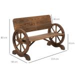 Trädgårdsbänk med Armstöd Rustik Bänk Vagnhjuldesign Massivt Trä för Trädgård och Uteplats Brun 114 X 58 X 80 Cm