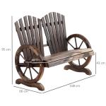 Trädgårdsbänk med Armstöd Rustik Bänk Massivt Trä Mörkbrun 108 X 66 X 95 Cm