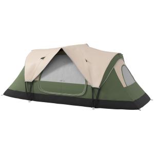 Campingtält Tunneltält för 8 Personer Mörkgrön av Polyester för Camping och Trädgård Vindtätt Familjetält med 2 Rum 2000 mm