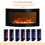 Elkamin Stabil Svart för Väggmontering med LED-Flamma Timer Fjärrkontroll och Justerbar Termostat 1000/2000 W för Hemmet 89,2 cm