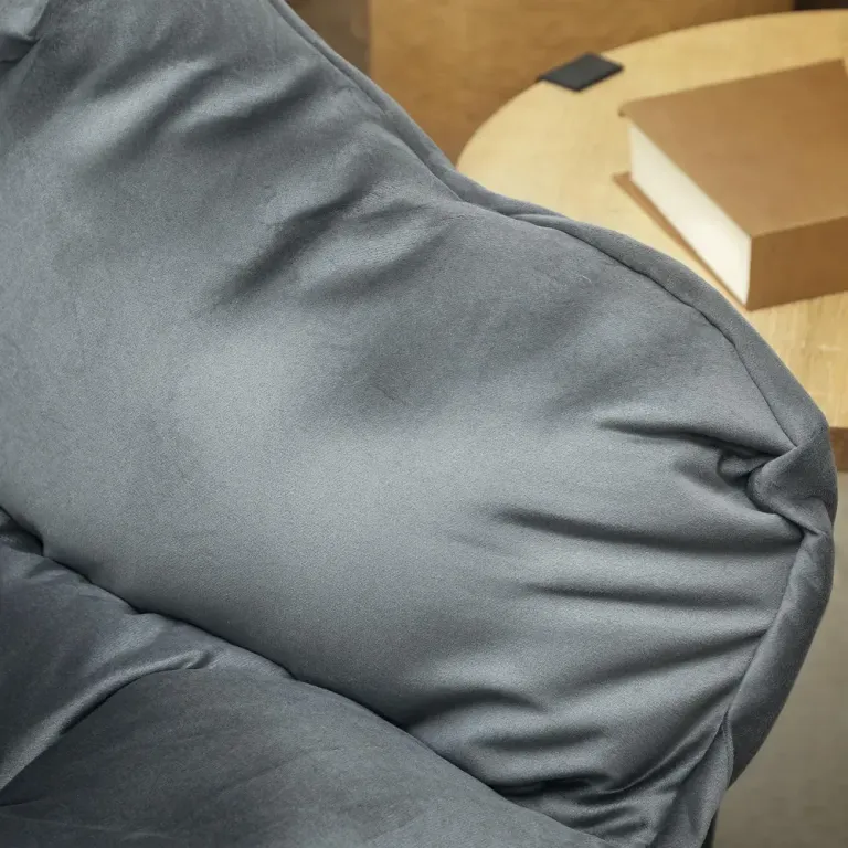 Fåtölj Loungestol Relaxstol med Sidficka Grå av Sammetslook