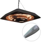 Elektrisk Infravärmare 2000 W med Fjärrkontroll, 3 Värmeinställningar, Skyddskåpa, LED-display, IP45, Svart