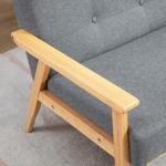 3-sits Stoppad Soffa, Gummiträ, Grå, 154,5 x 69,5 x 73 cm