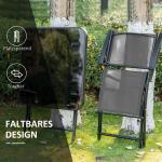 Hopfällbart Balkongset i Metall, Kompakt Bord och Två Stolar, Smidig Utemöbel för Liten Yta, Svart/Grå