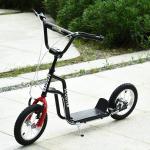 Sparkcykel med Luftdäck för Barn, Robust Skoter med Handbroms och Stöd, Rolig och Säker Utelek från 5 år, Svart, 120 x 58 x 75-80 cm