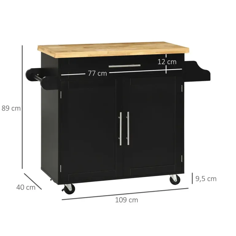 Serveringsvagn Vit av Trä Vagn 109 x 40 x 89 cm, Svart