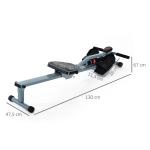 Roddmaskin med LCD Motionscykel Effektiv Hemmaträning Stål och PVC LCD Display Grå 130 X 47,5 X 67 Cm