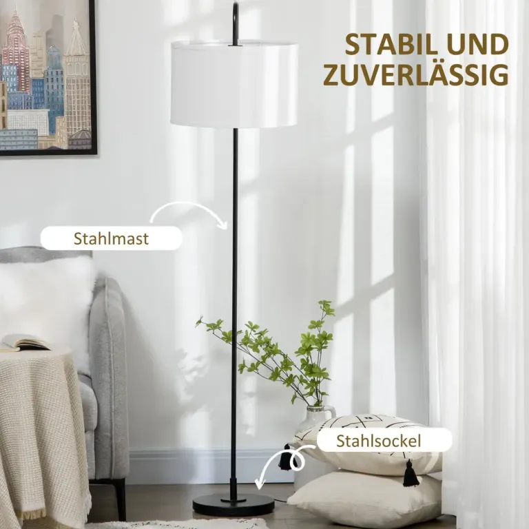 Golvlampa Svart av Metall Lampa 64 x 38 x 163,5 cm, Vit