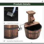 Trädgårdsfontän Hållbar Mörkbrun Trä Metall för Uteplats med Vattenfallsfunktion och Trätunna för Dekoration Ø27 x 37 cm