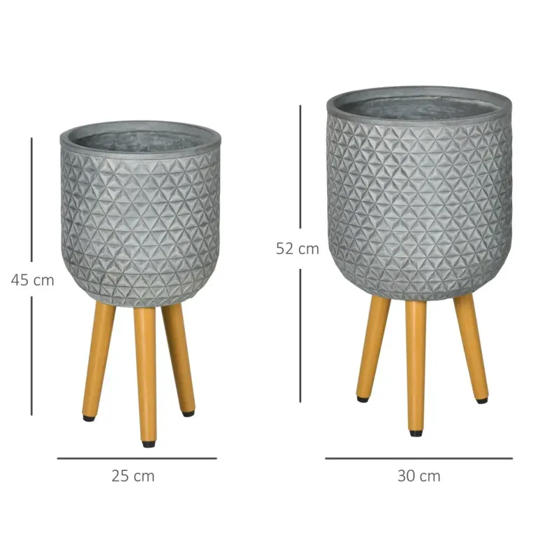 Blomkrukor med Ben 2-Pack Dekorativa Krukor i Betong-look