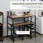Barbordsset med 2 Barstolar 3-Delat Köksbänkbordsset Stål Natur och Svart 108 X 60 X 95 Cm