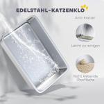 Kattsandlåda XL i Rostfritt Stål med Skopa, Ljusgrå