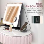 Sminkspegel med LED-lampor, USB-port, 3 Lägen och Roterbar Funktion, Svart