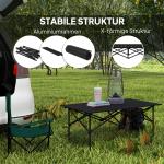 Hopfällbart Campingbord med Roll-up Bordsskiva, Aluminium, Svart, 95 x 55 cm