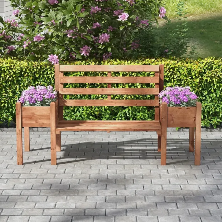 Trädgårdsbänk Balkongbänk Natur av Trä Bänk 2-Sits