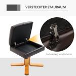 Relaxfåtölj med Fotpall och Förvaring Snurrbar TV-Stol med Liggfunktion Konstläder och Träram Brun 80 X 86 X 99 Cm