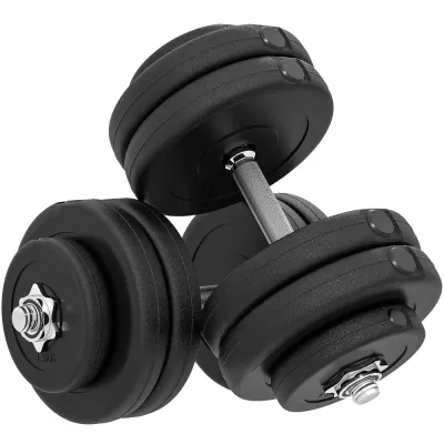 Hantelset Hantlar Svart av Stål för Styrketräning 50 kg Set