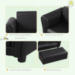 Barnfåtölj med Fotpall Liten Soffa för Barnrummet Mjuk Stoppning Konstläder Ergonomisk Svart 83 X 42 X 41 Cm